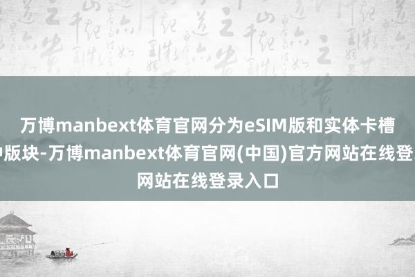 万博manbext体育官网分为eSIM版和实体卡槽版两种版块-万博manbext体育官网(中国)官方网站在线登录入口