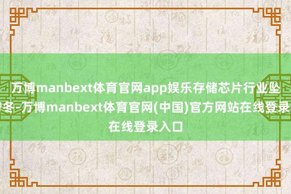 万博manbext体育官网app娱乐存储芯片行业坠入穷冬-万博manbext体育官网(中国)官方网站在线登录入口